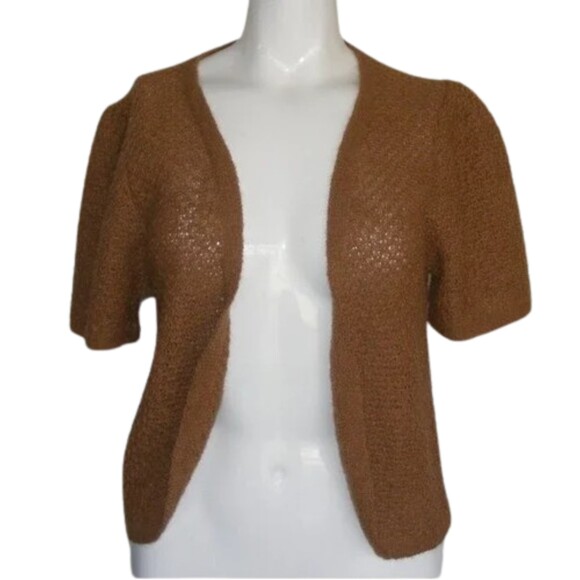 ANDEAN SUN Alpaca Sweater Top, L, Open front, Short sleeves, Textured, Cardigan - Picture 6 of 10